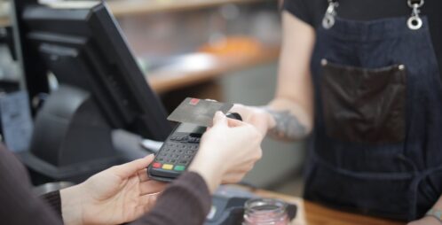 credit card transaction at restaurant