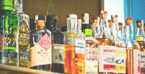 shelf of liquor