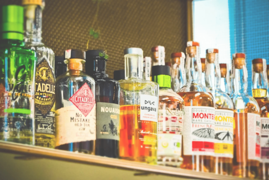 shelf of liquor