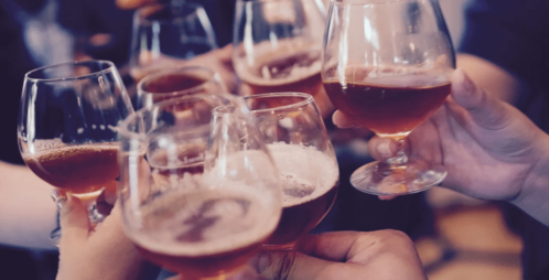 toasting beer glasses