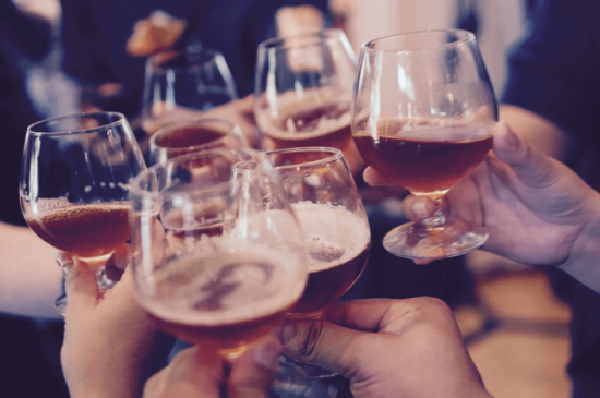 toasting beer glasses