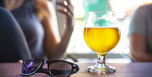 glass of beer and sunglasses